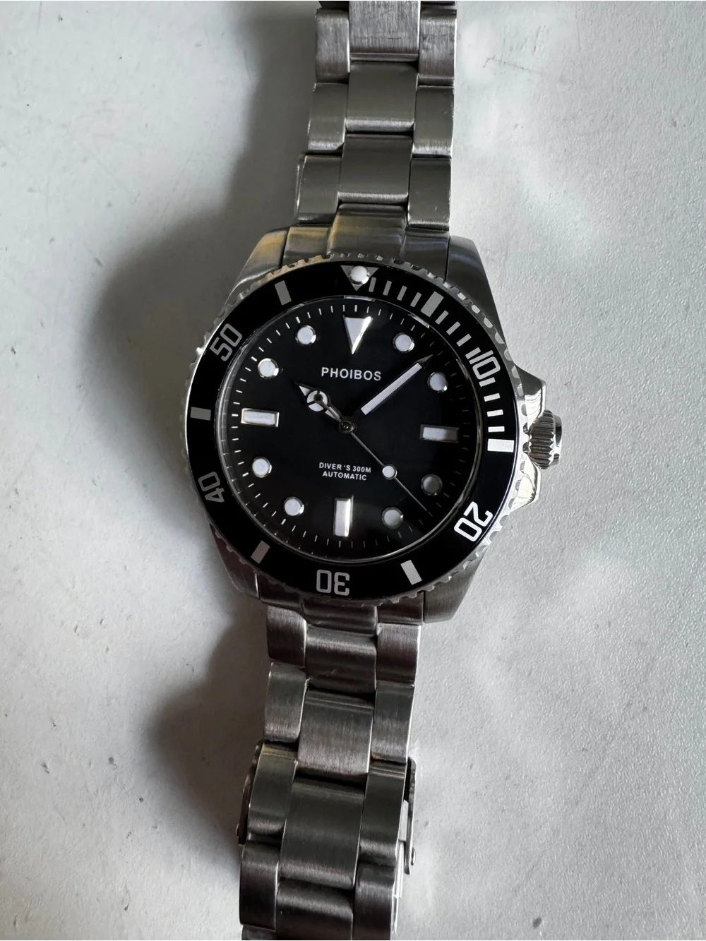 PHOIBOS GREAT WHITE PY006C 300M Automatic Diver Watch Black